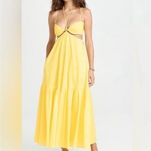 Bardot Sunny Yellow Cutout Maxi Dress with Spaghetti Straps